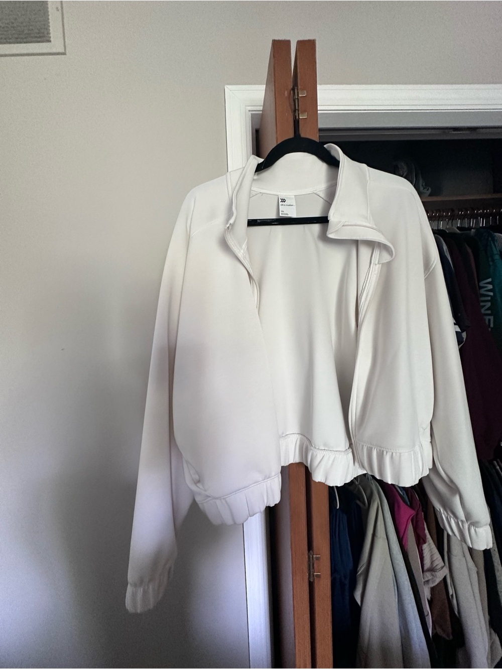 all in motion Cream Cropped Bomber Jacket - Women's